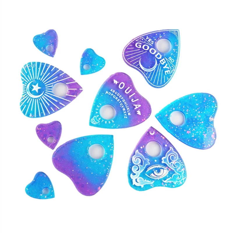 

Gothic Witchcraft Board Heart Pendant Keychain Resin Mold Ouijas Planchette with Hole Silicone Resin Mold Art Crafts