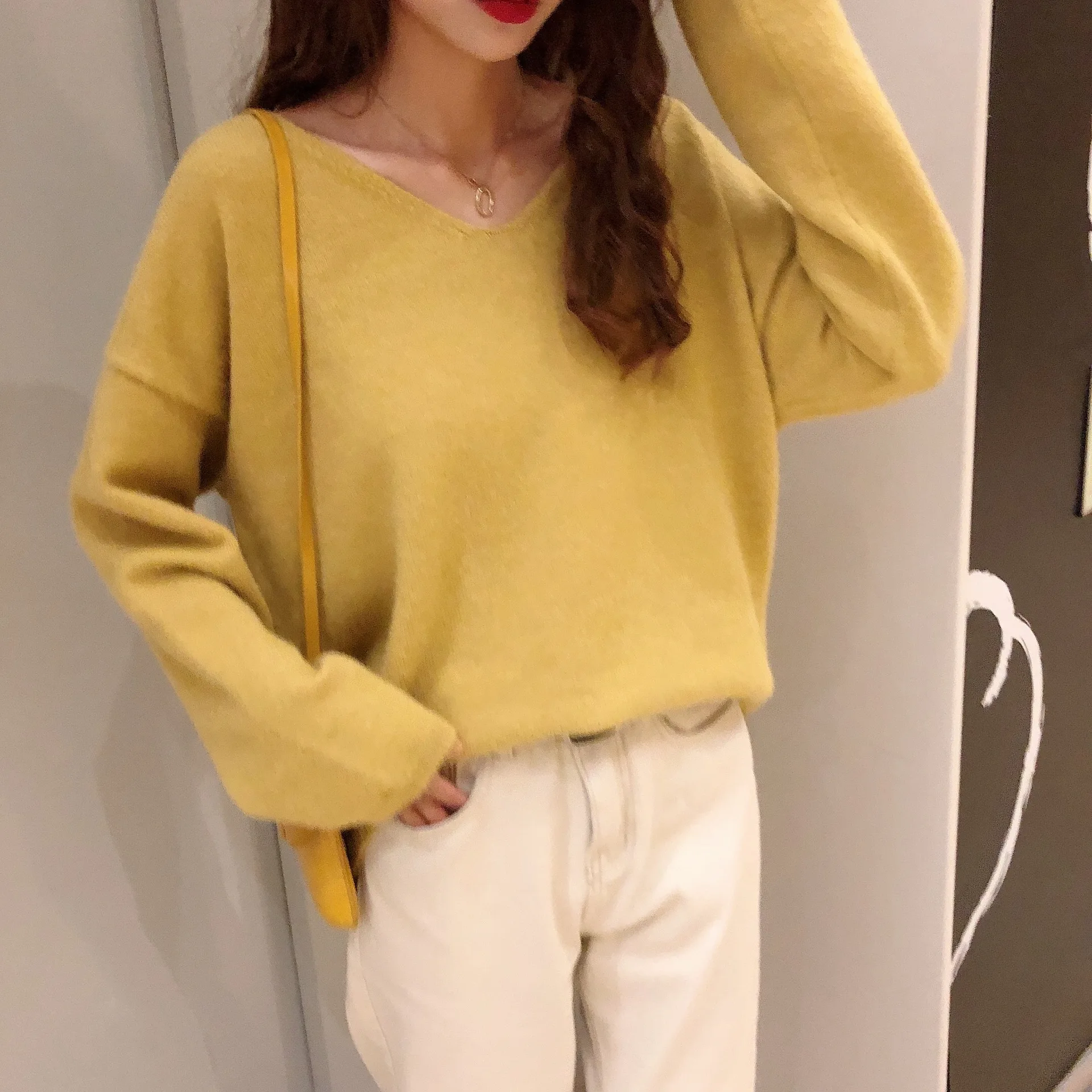 Женский свитер повседневный трикотажный с длинным рукавом |