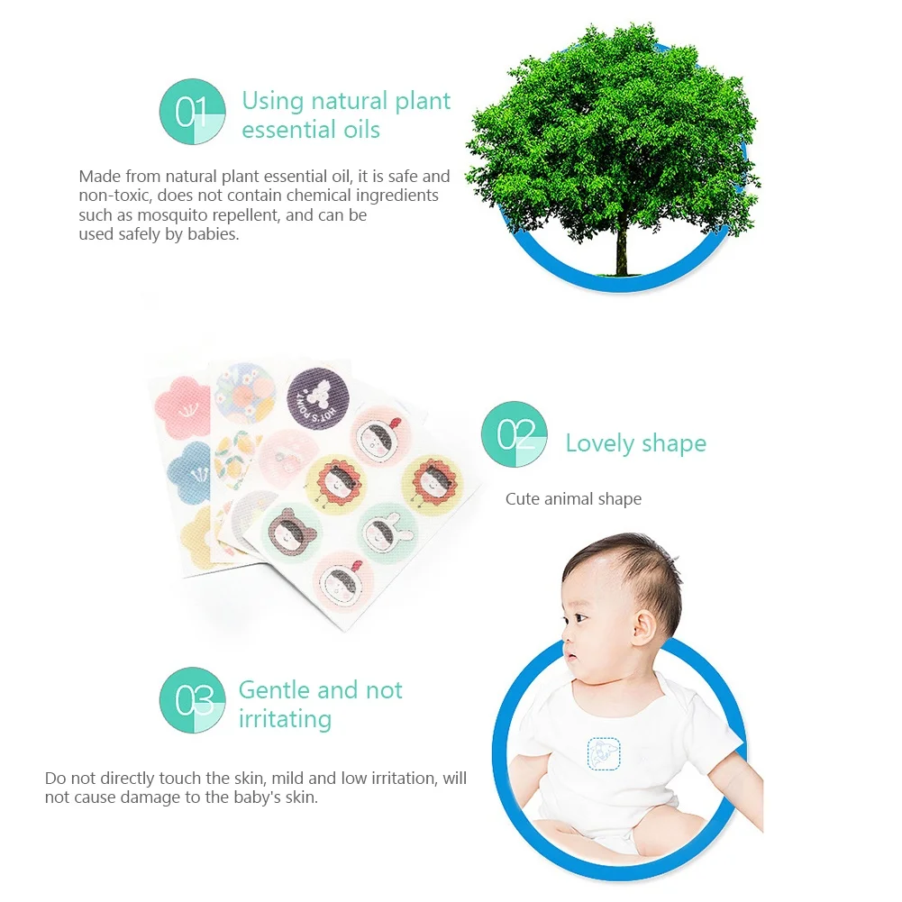 

New 6 Bags Natural Essential Oil Cartoon Mosquito Repellent Patch Stickers for Kids Anti-mosquito Sticker Random Color