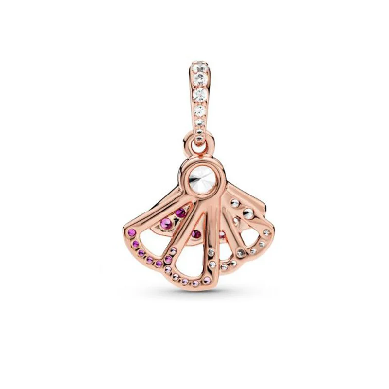 Новинка 2020 розовые подвесные шармы-бусины в форме веера подходят для