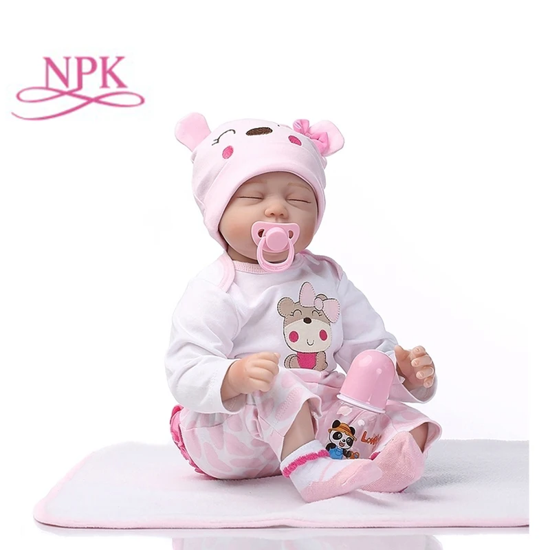 NPK 55 см силиконовая кукла для новорожденного спящего ребенка, детский игровой мате, подарок для девочек, детские живые мягкие игрушки для букетов, кукла для новорожденного, игрушки для новорожденного