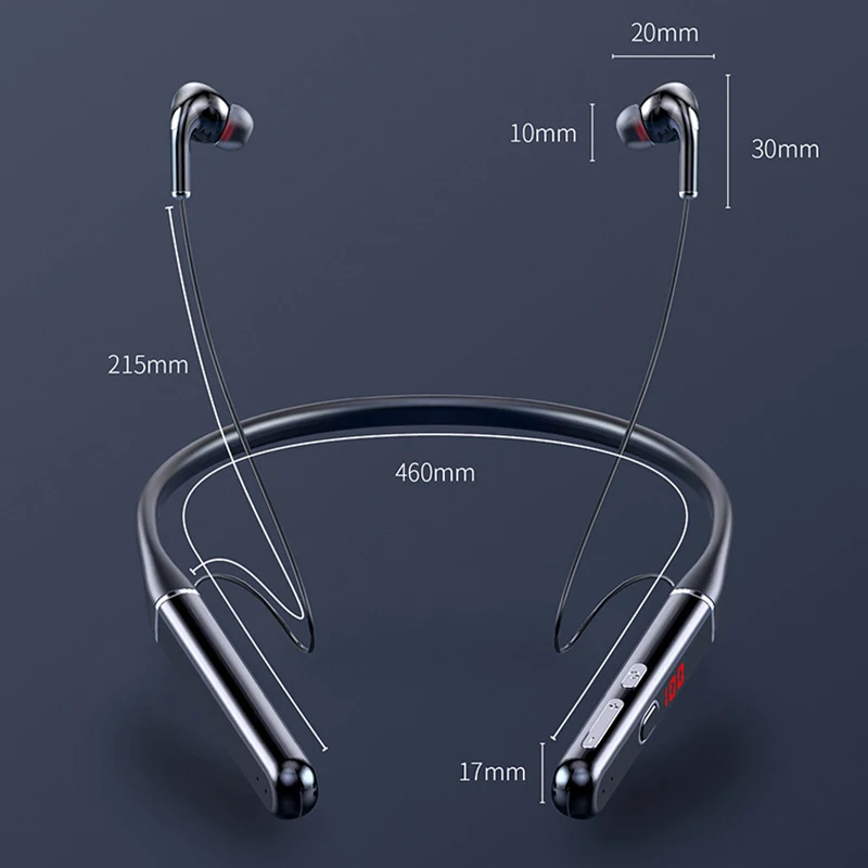Беспроводная Спортивная Bluetooth-гарнитура со светодиодным дисплеем TF-карта EQ