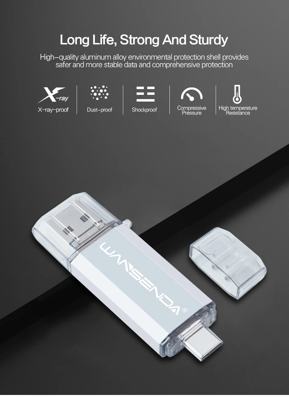 WANSENDA Usb 3,0 USB флеш-накопитель Тип C флеш-накопитель 32 Гб 64 Гб 128 ГБ 256 ГБ 512 Гб OTG флеш-накопитель высокоскоростной 3 в 1 Micro usb накопитель