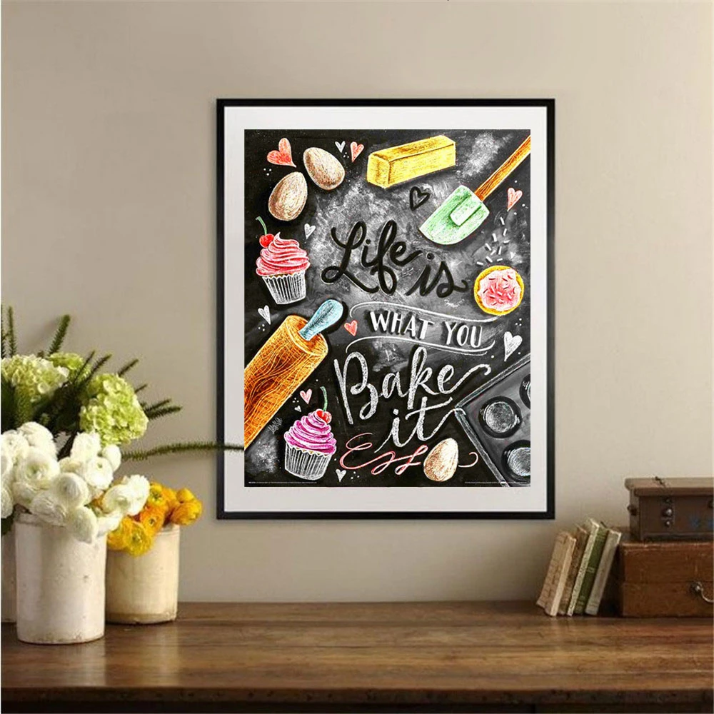 Huacan Diamond Painting 5D Blackboard Text Full Drill Square Embroidery Stitch Rhinestone Picture Home Decor Drop Ship | Дом и сад