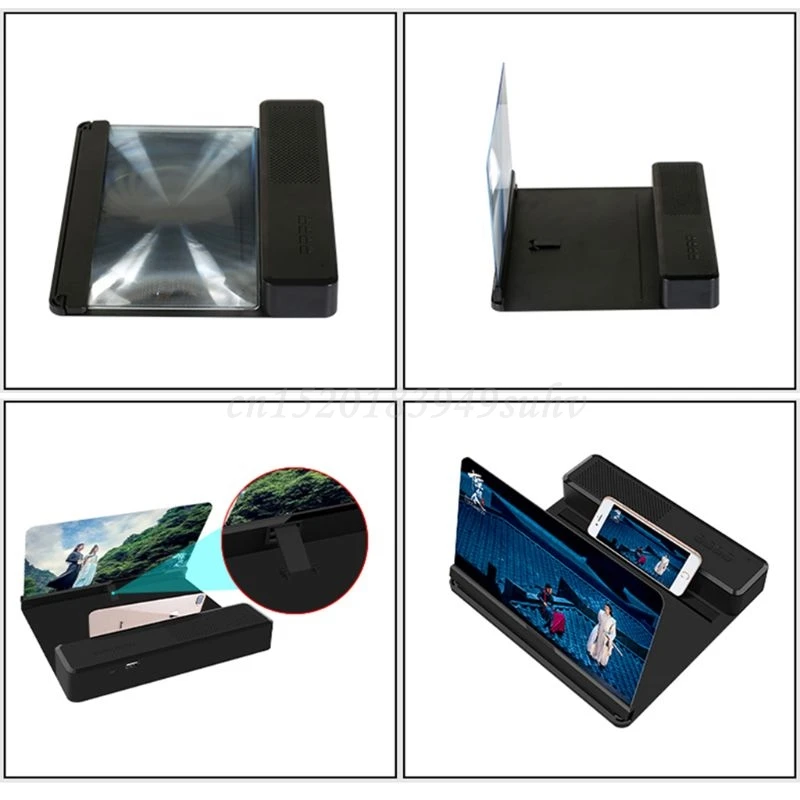 

OOTDTY 12" Phone Screen Amplifier Bracket with Bluetooth Speaker Screen Magnifier Stand