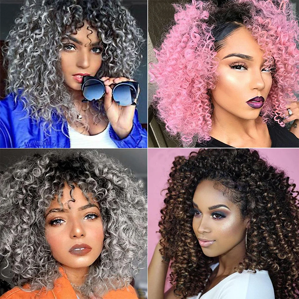 

Synthetic Crochet Braids Hair Marley Braids Hair Extensions Ombre Pink Hair 8" Afro Kinky Curly Twist Hair 3pcs/pack 90g