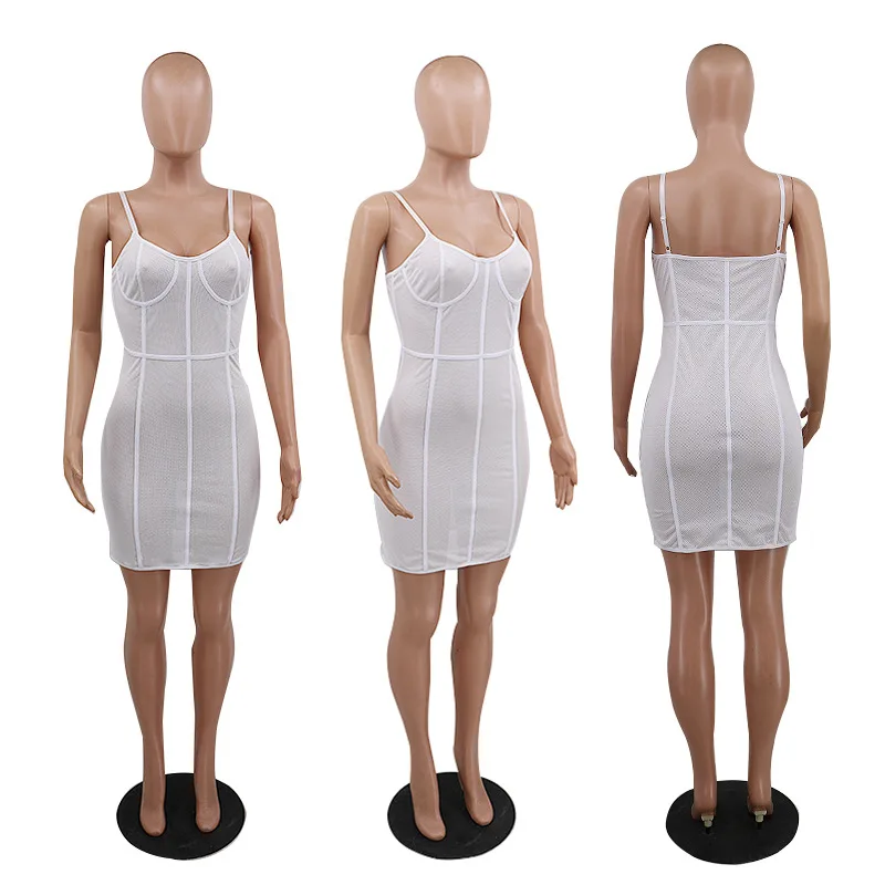 

Europe and America sexy solid color suspender dress fashion fit splicing women's Mini Skirt
