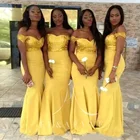 Модные платья подружки невесты с желтыми блестками в стиле русалки для африканских женщин, Платья для вечеринок, свадебное платье для милой подружки невесты