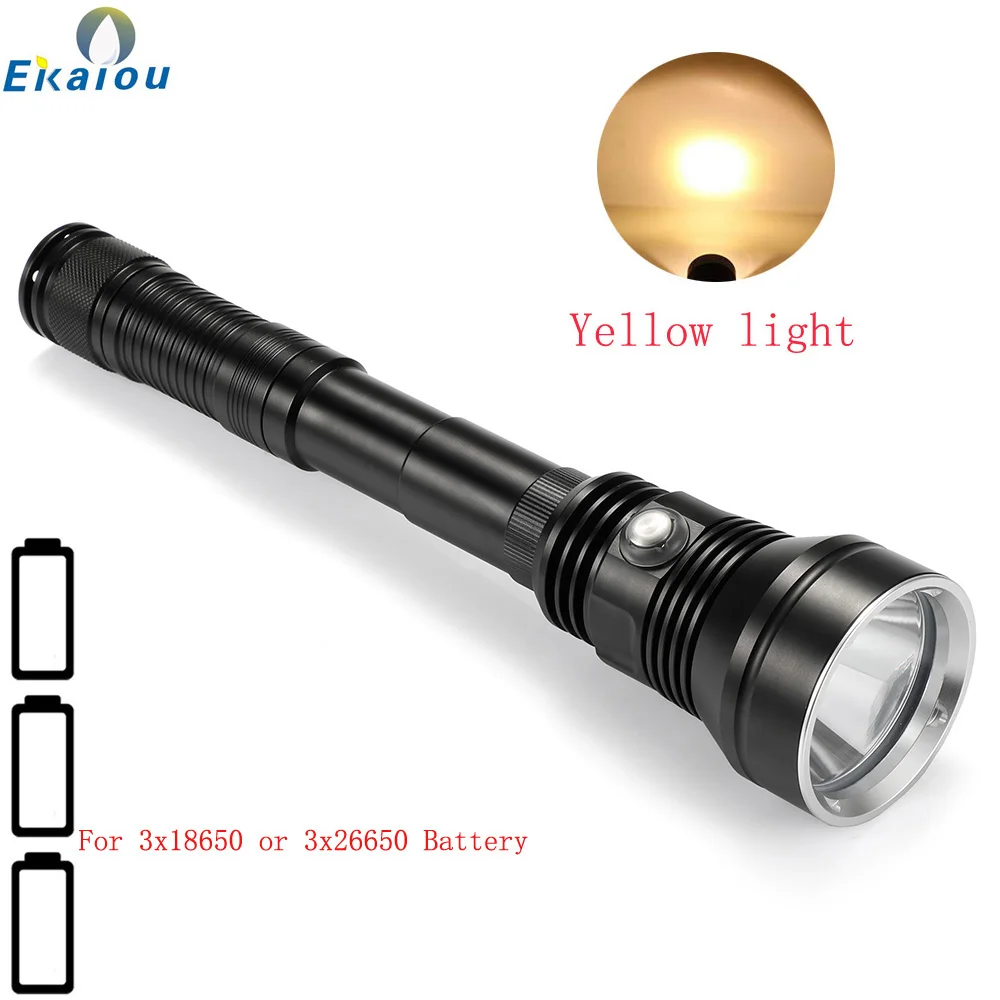 Comprare Nuova Torcia Ad Alta Potenza XHP70.2 6000 Lumen 30W Led Torcia Subacquea Professionale 100M Lanterna Per Torcia Subacquea A Luce Gialla