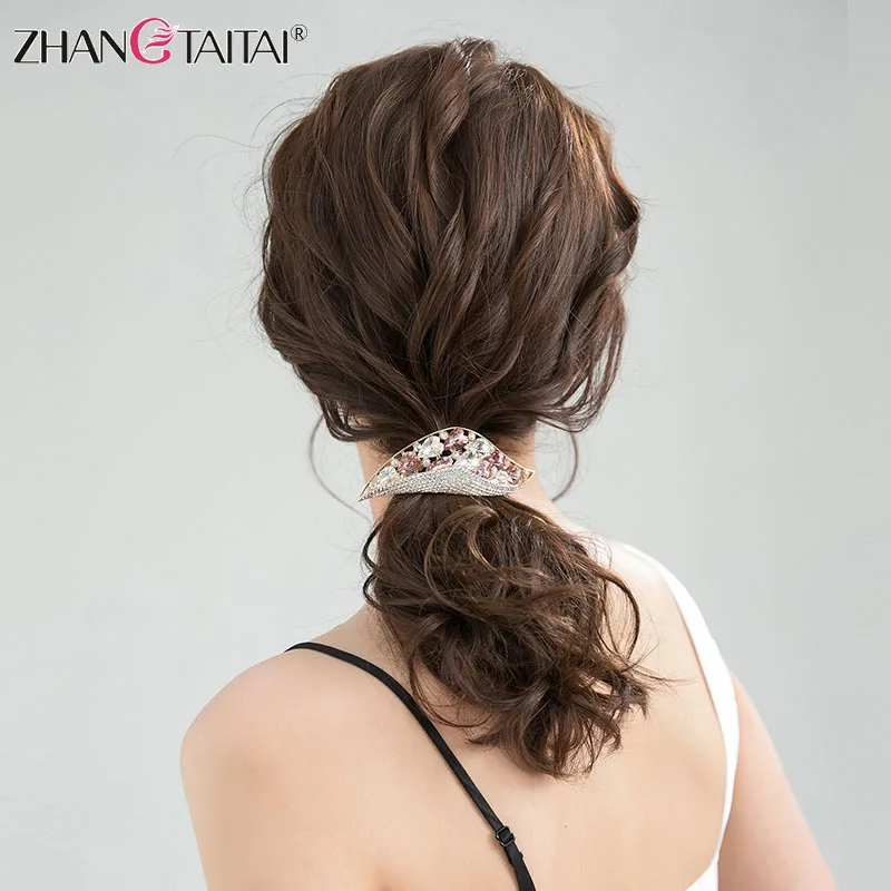 ZHANG TAI Luxy Glitter Austrian Rhinestone Women Hair Clip Girls Hairpins Charming Tiaras Bride Wedding Accessories | Украшения и