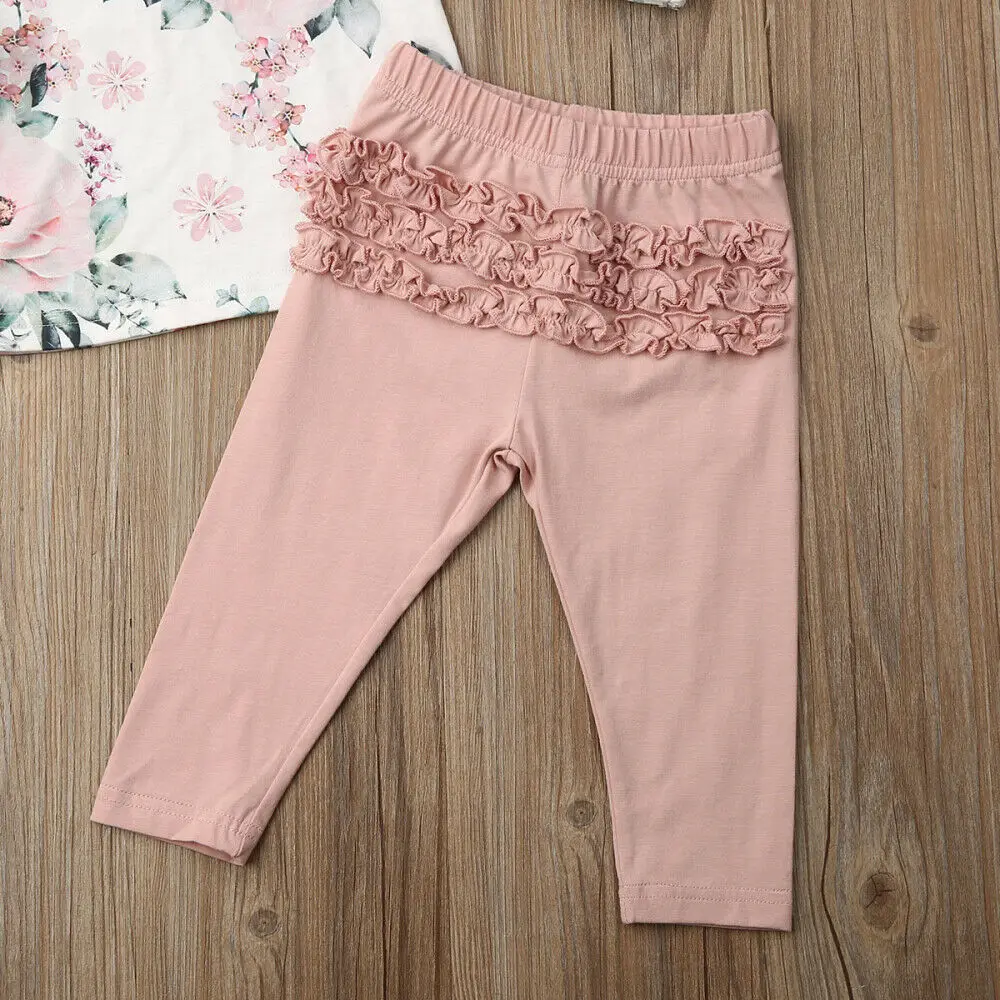 2019 Fashion Toddler Kids Baby Girl Floral Tops Long Sleeve Blouse Ruffle Pants Autumn Winter Outfits Clothes 1-6Years | Мать и ребенок