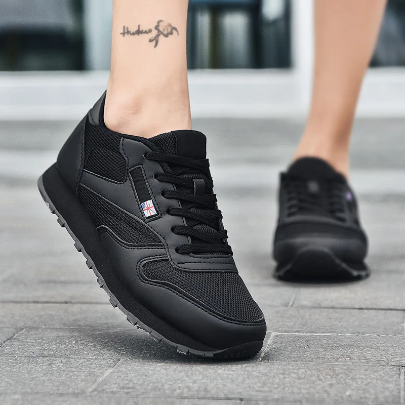 

Autumn Black Platform Sneakers Leather Casual Women Shoes White Outdoor Non-slip Air Cushion Women's Vulcanize Shoes