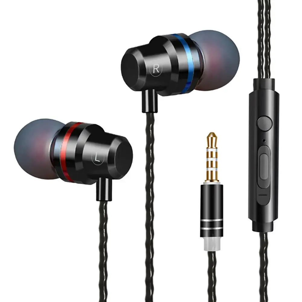 

Universal Metal Shell Earphones In-ear Super Bass 3.5mm Wired Control Earphones With Mic Dual Drive Stereo Earbuds