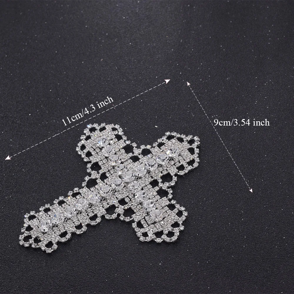 11CM Silver 1 шт кросс-shape форме, благодаря чему создается ощущение невесомости с блестящие Кристальные Стразы для аппликации золото для обуви джинсы украшениями качественные Крест стекло камень - Цвет: 11CM Silver