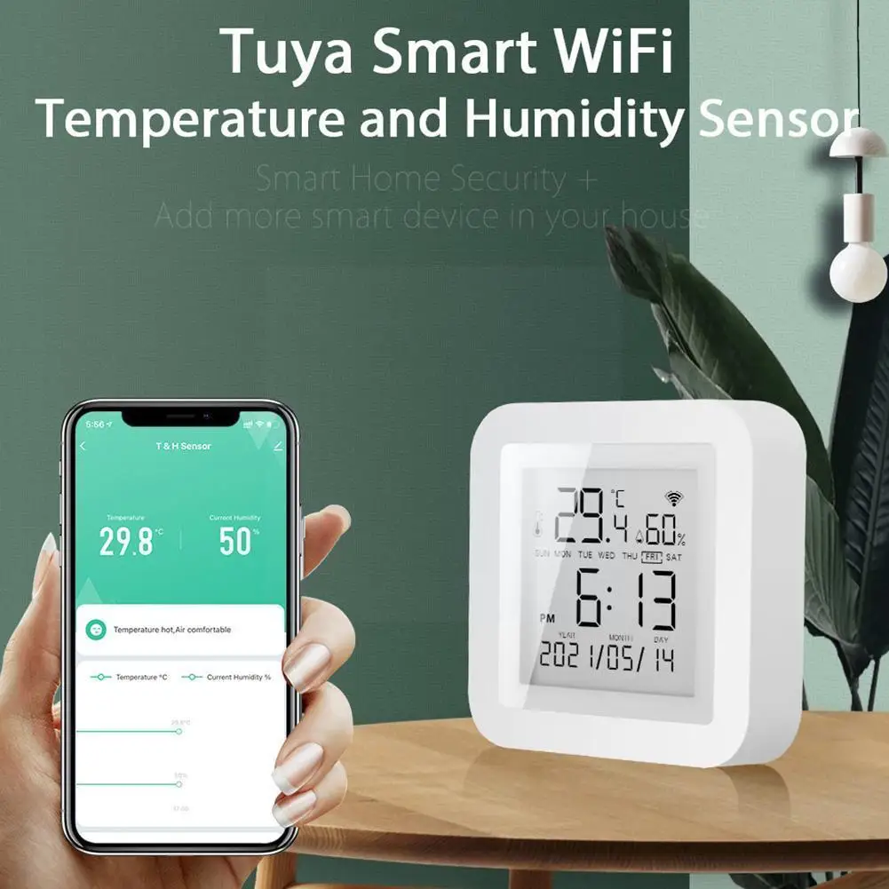 

Пульт дистанционного управления Wi-Fi, датчик влажности, питание от Usb, ЖК-дисплей, управление через приложение Alexa, Tu G5s7