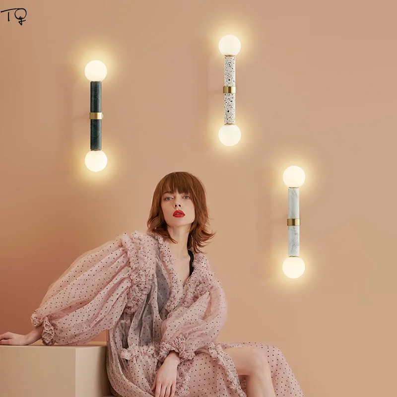 

Nordic Luxury Fashion Marble Light Tralee Wall Lamp Gold Lustre Staircase Bedroom Lamp Bedside Background Corridor Living Room