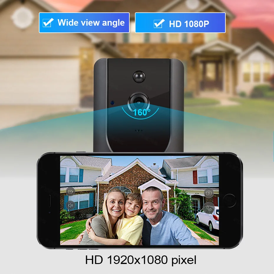 Видеодомофон Fuers умный беспроводной IP звонок с Wi Fi дверной камерой 720P