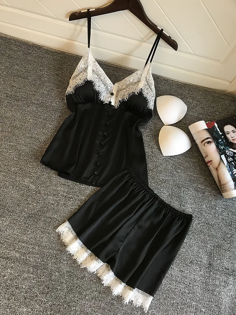 Кружевная отделка атласная Милая бордовая ночная рубашка комплекты