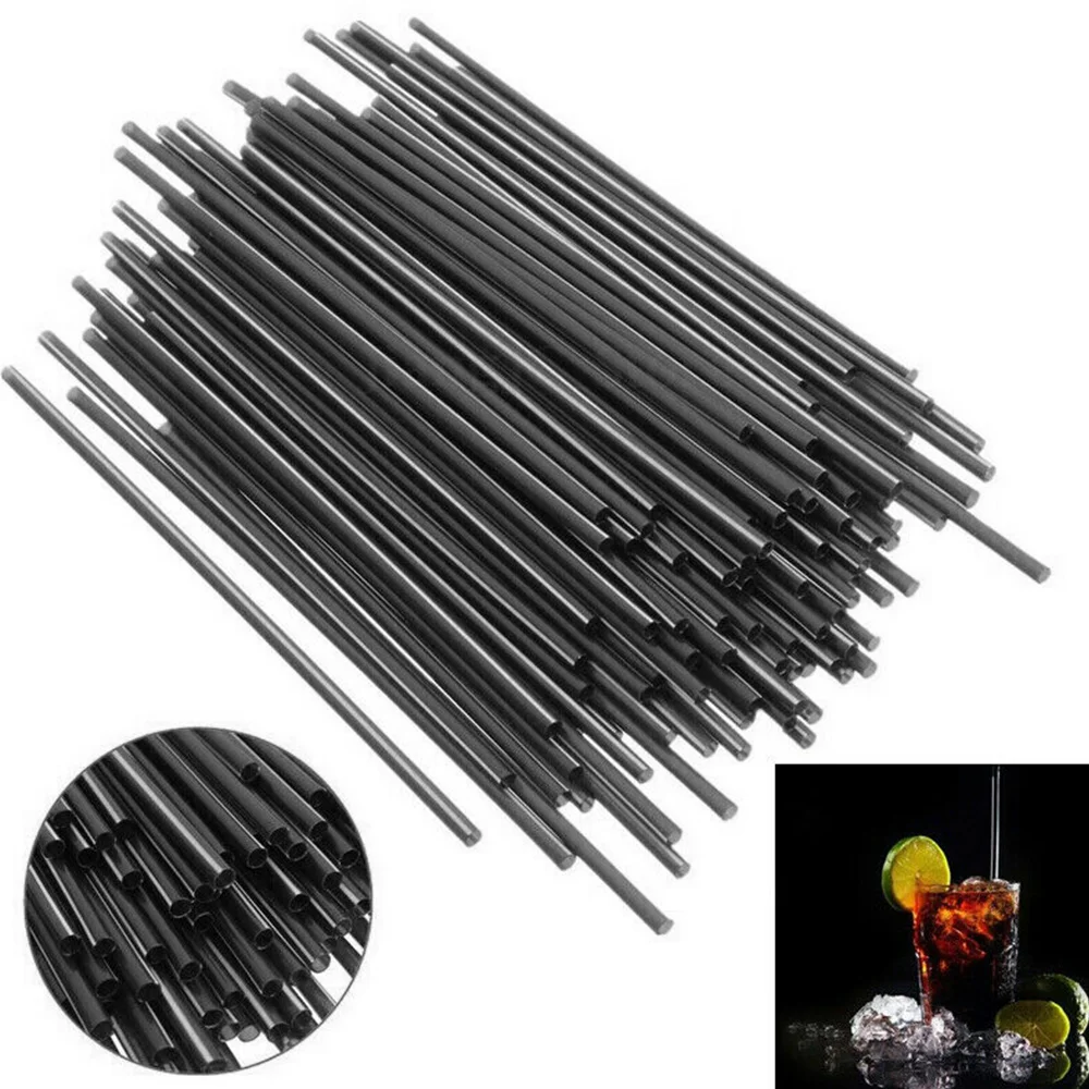 

500Pcs Mini Short Cocktail Straws Small Black Plastic Straw 13cm/21cm Length For Birthday Wedding Decor Party Drinking Straws