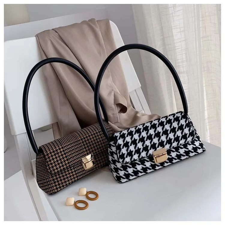 Новинка Ретро стиль в клетку и полоску Сумка через плечо подмышечной области для