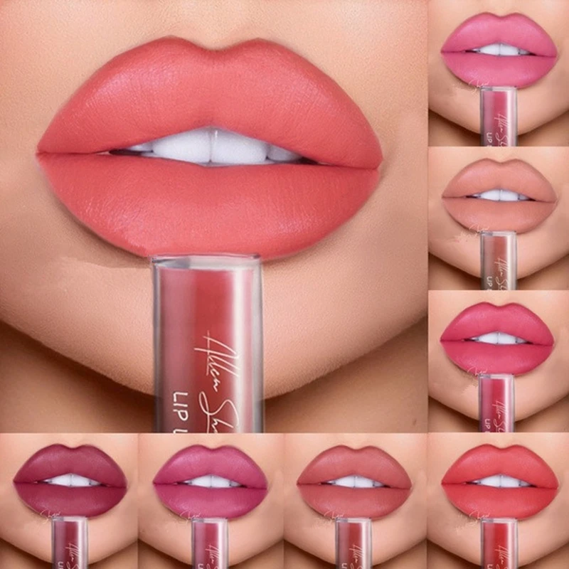 Макияж для губ, губная помада, Матовая жидкая длительный Make Up сексуальный отделкой в виде красных губ матовый Водонепроницаемый, Длительное Действие, Коврики 12-Цвет женские Помады для губ