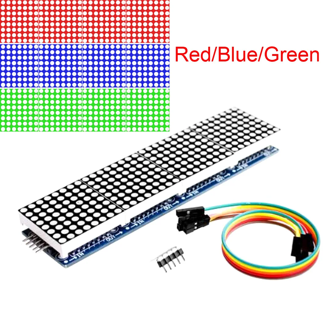 MAX7219 матричный модуль микроконтроллер 4 в одном дисплей с 5P линией 4 в 1 красный/синий/зеленый