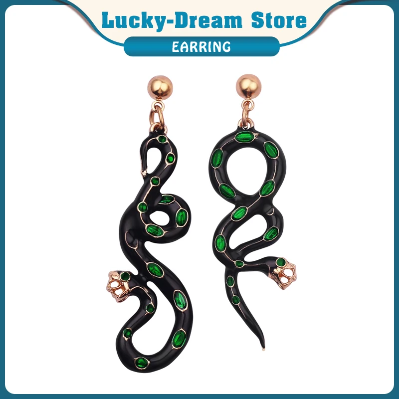 Асимметричные серьги в виде зеленой змеи из Индии женское ювелирное изделие