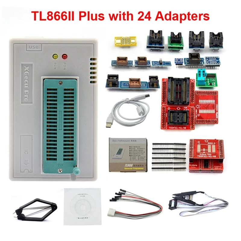 V8.33 Tl866Ii Plus Универсальный программер MiniPro + 28 адаптеров тестовый зажим Tl866 Pic bios