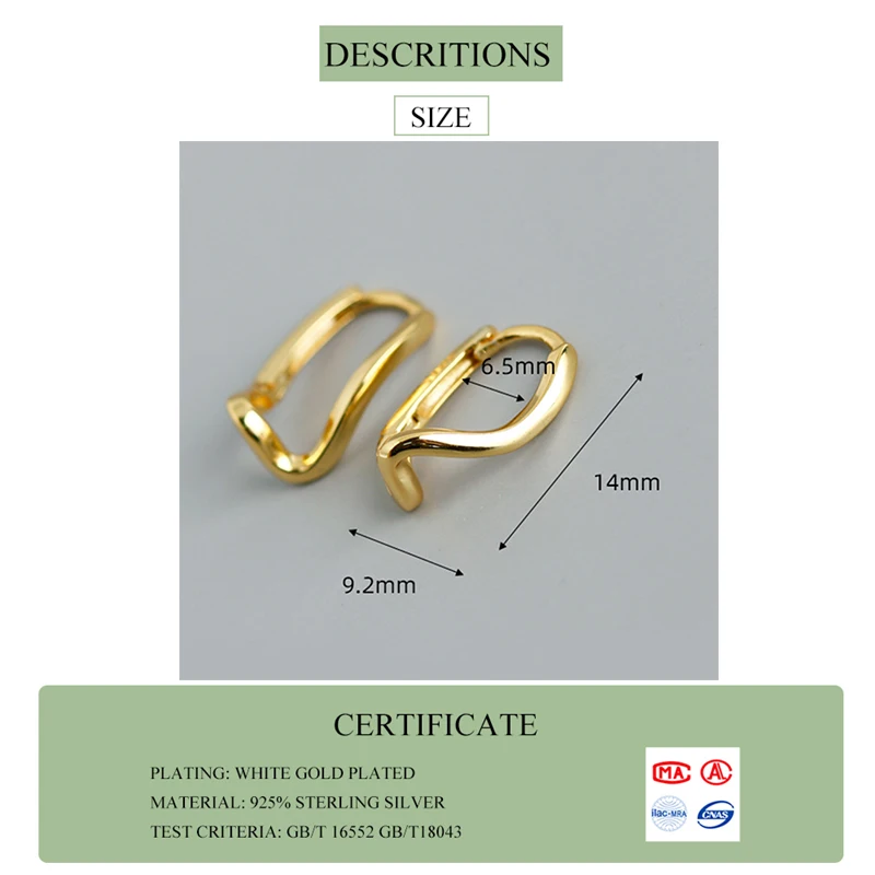 

Real 925 Sterling Silver Irregular Round Hoop Huggies Earrings For Fashion Women Fine Jewelry Minimalist Punk Accessories