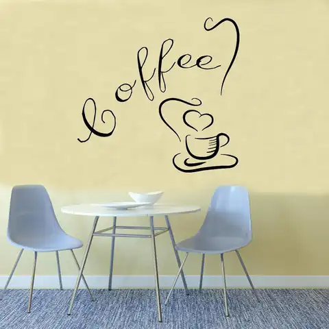 Кофейная чашка с любовью, чайное время, напитки, кухня, кафе, офис, дизайн интерьера, настенные наклейки, домашнее искусство, Виниловая накле...