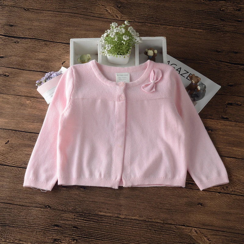 Свитер для маленьких девочек с красным бантом кардиган Весенняя верхняя одежда