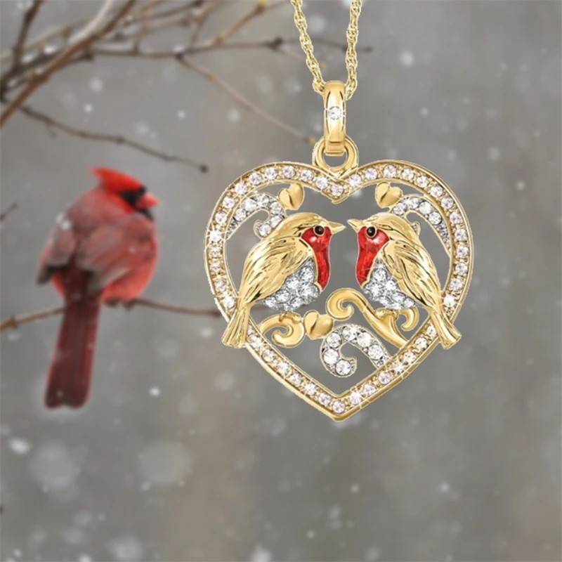 

Women's Fashion Pendant Exquisite Wedding Necklace Jewelry Prom Heart-shaped Bird Valentine's Day Gift Wholesale