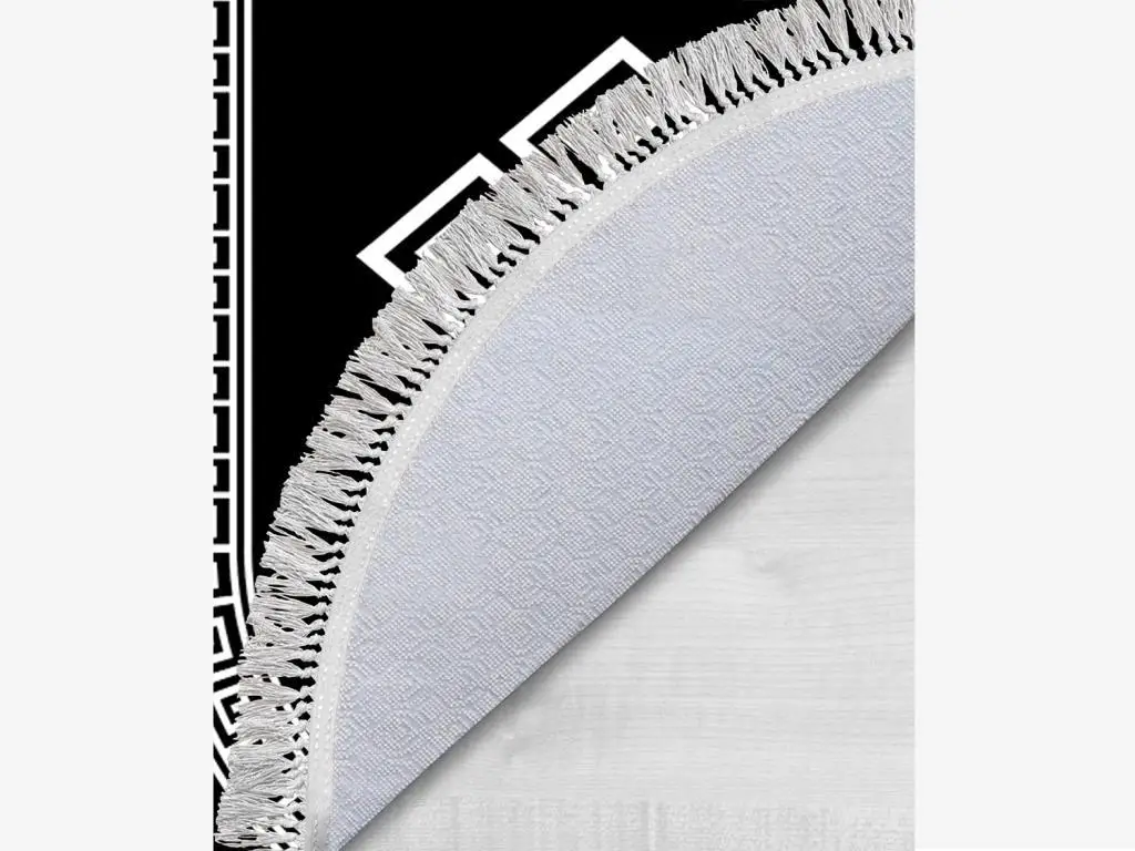 

Oval Fringed 2'li Bath Mat Team Sign Black White