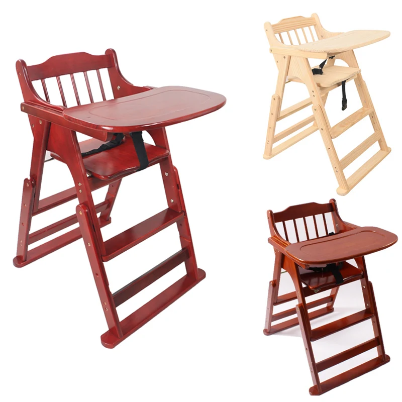 

2021 Baby Wooden High Chair with Tray Foldable Dining Chair Perfect Adjustable Baby Highchair for Your Babies and Toddlers