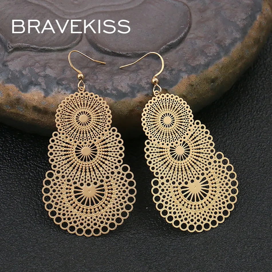 Винтажные женские серьги-подвески в форме листьев стиле бохо