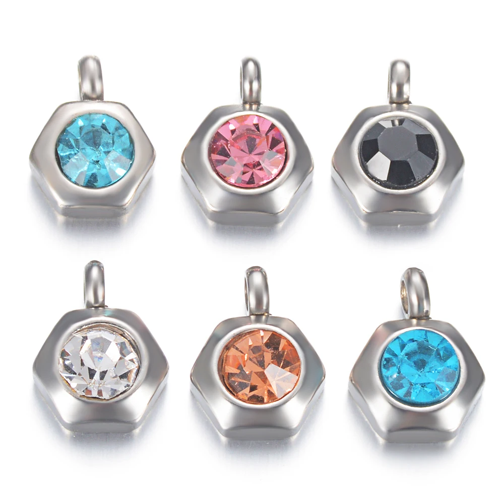 20 шт./лот красочные хрустальные шестигранные подвески из нержавеющей стали Zirocn