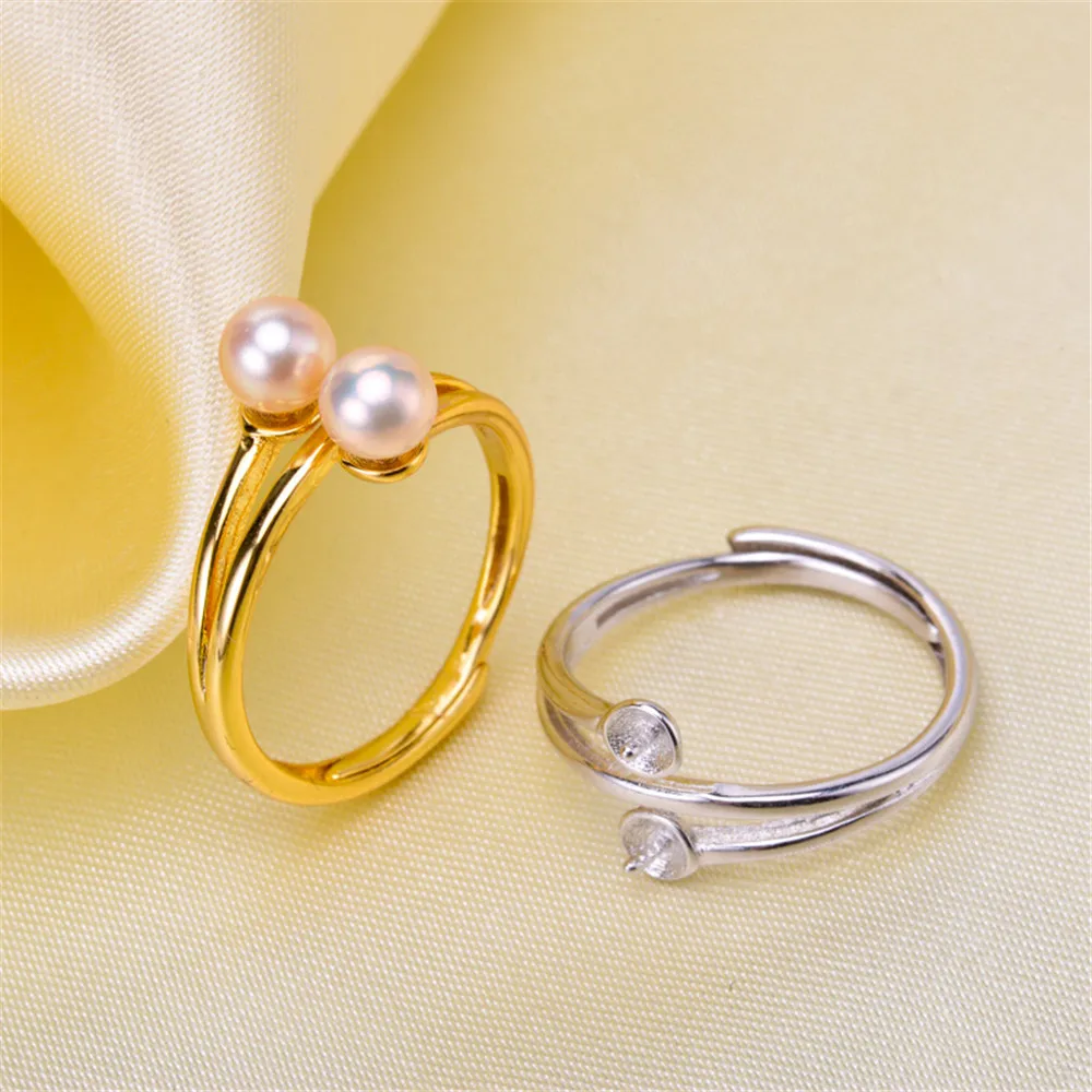 Кольцо с жемчугом модная фурнитура для кольца регулируемый размер серебро 925