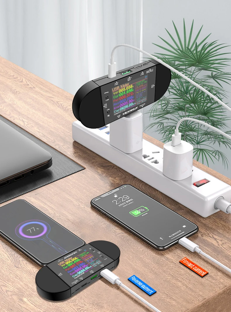 

DC5.5 USB tester Type-C 2.4"inch digital voltmeter ammeter power bank voltage detector volt PD Trigger electric meter