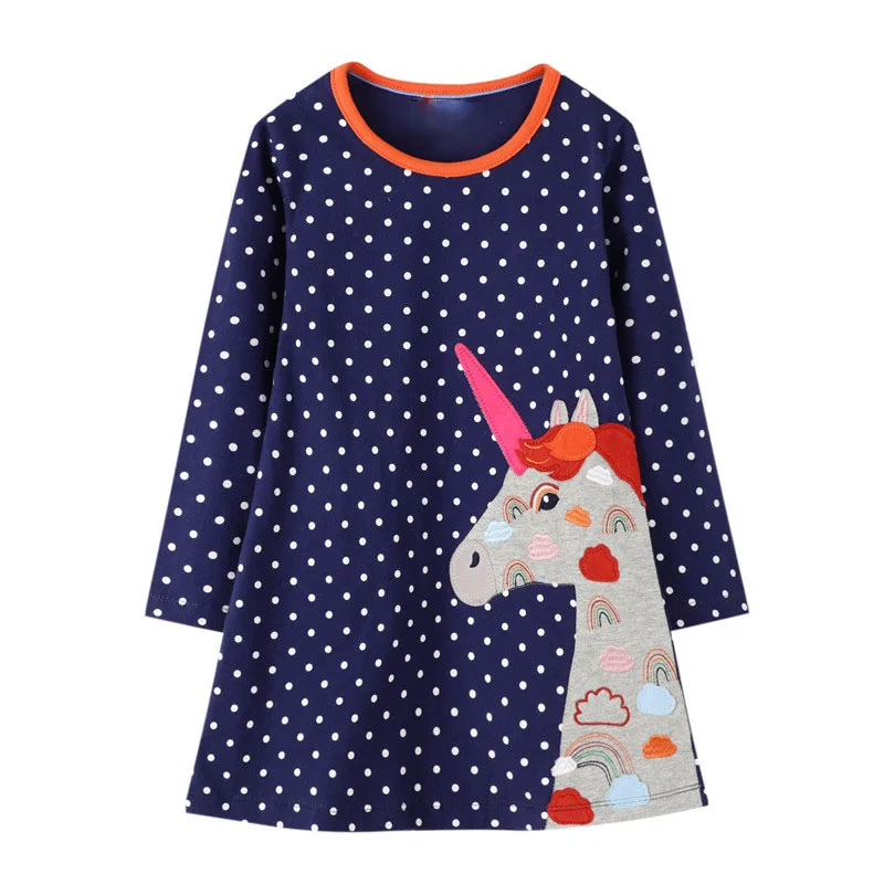 

2021 Unicorn Dress Girls Dresses Fall Clothes Vestidos Embroidery Sukienki Vestido Unicornio Kids Clothes Princess Robe Fille