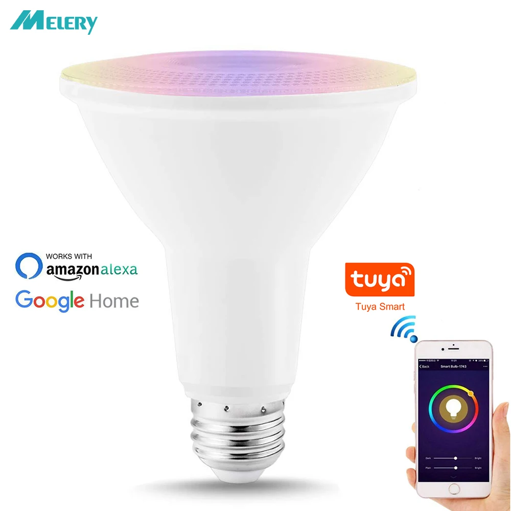E26 E27 Wifi смарт лампы прожектор Точечный светильник RGB PAR30 12 ватт эквивалент 75 Вт