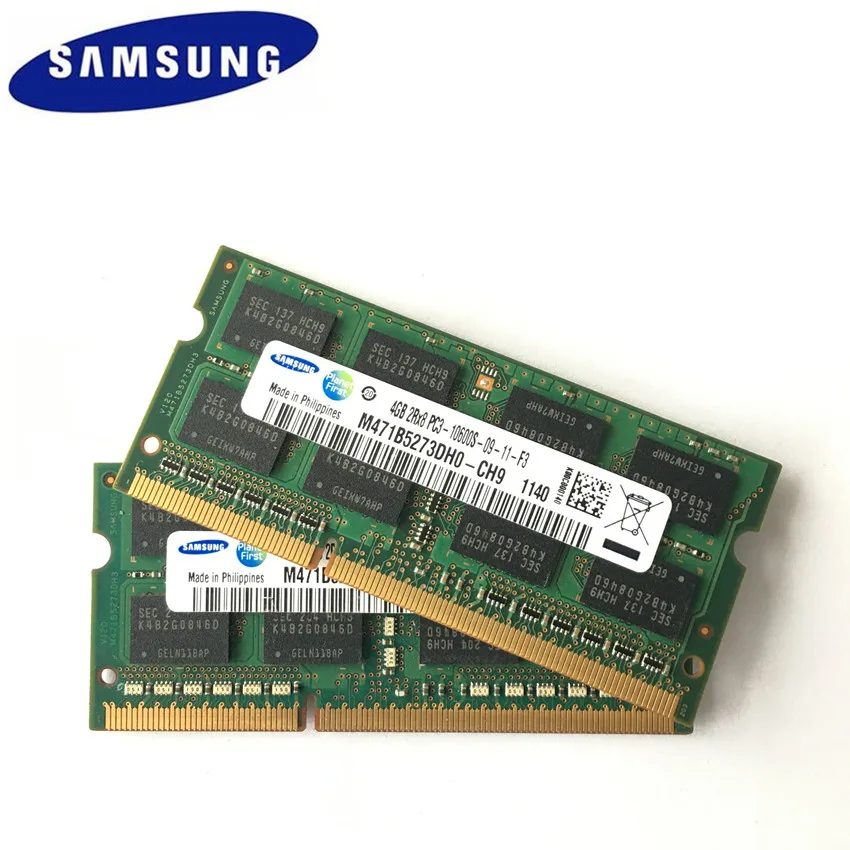 

SAMSUNG 8 Гб (2 шт. x 4 Гб) 2Rx8 PC3-10600S DDR3 1333 МГц 4 Гб оперативная память для ноутбука 4G PC3 10600S 1333 МГц модуль для ноутбука SODIMM RAM