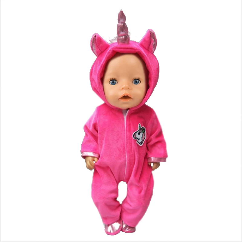 

40-43cm Baby new born Doll Clothes Unicorn pony doll Clothes For children Baby Birthday Gift