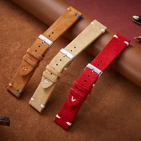 new suede leather watch band 20mm 22mm vintage watchband replacement watch strap qiuck release wristband accessories