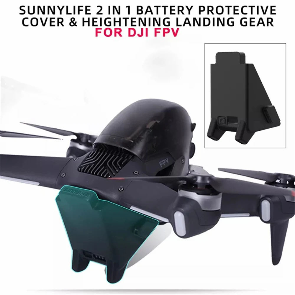 

2-In-1 For DJI FPV Drone Silicone Battery Protector Cover Height Extender Landing Gear For DJI FPV Drone Combo Drone Accessory