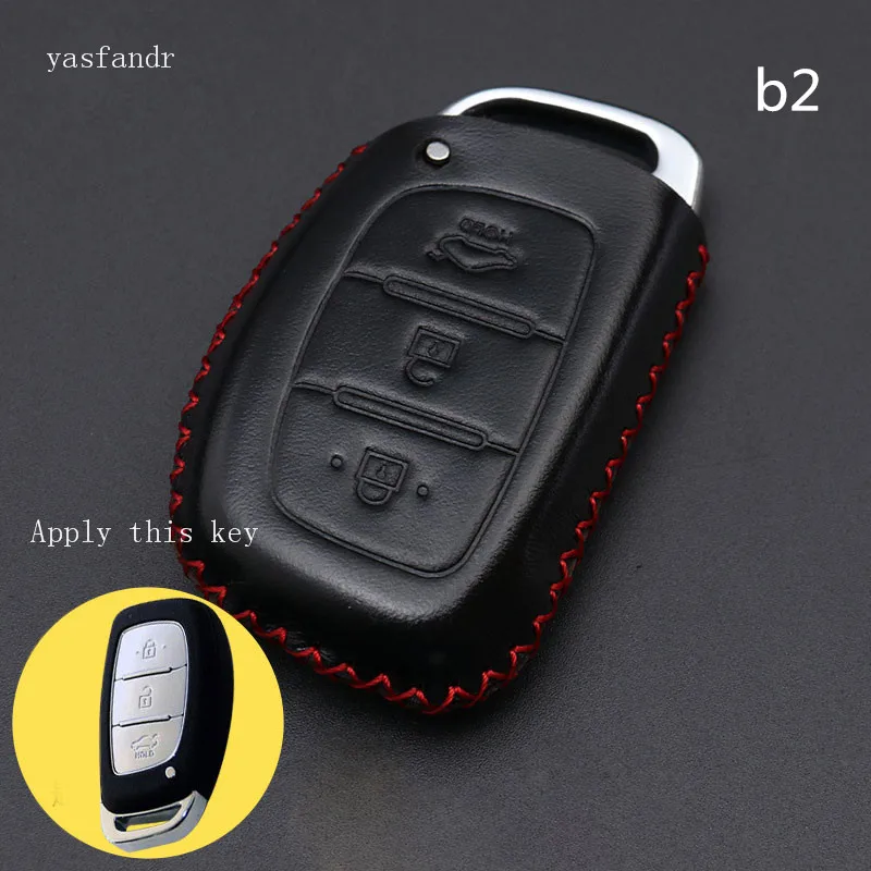 Чехол для автомобильных ключей чехол из натуральной кожи с 3 кнопками Hyundai IX25 IX35 I20