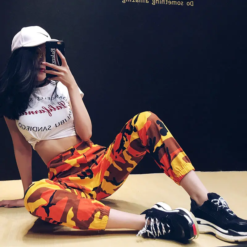 Брюки HStar женские с завышенной талией уличная одежда камуфляжные брюки карго в