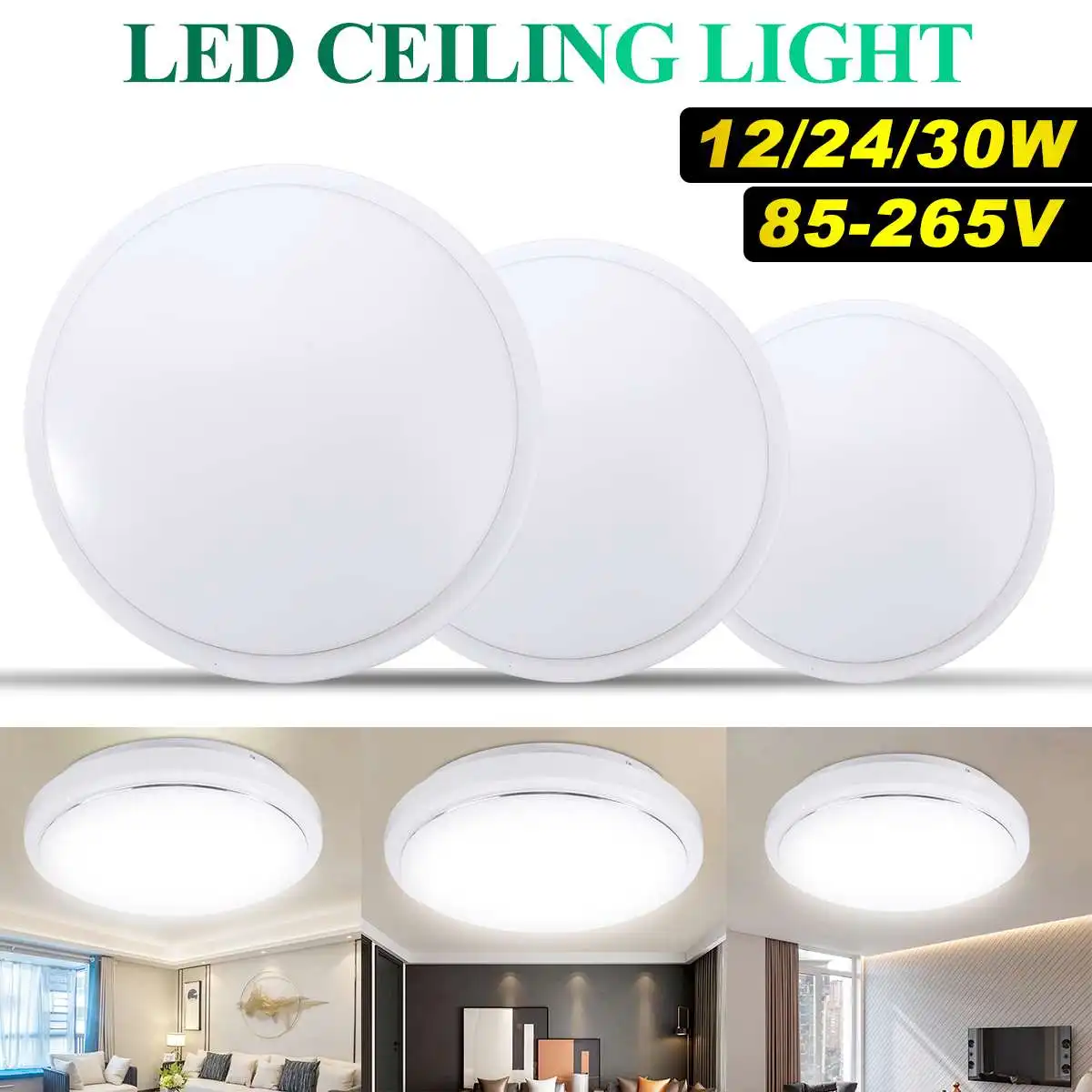

Ultra Thin 12W/24W/30W LED Ceiling Light Modern Lamp Living Room Lighting Fixture Bedroom Kitchen Surface Mount Flush Panel