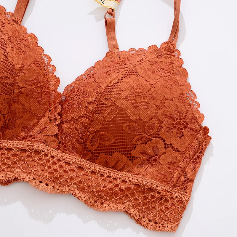 Bra Set Sexy Hot Gathered Lace Push Up Adjustable Thickness Underwear Breathable Comfort Embroidery Ladies Lingerie