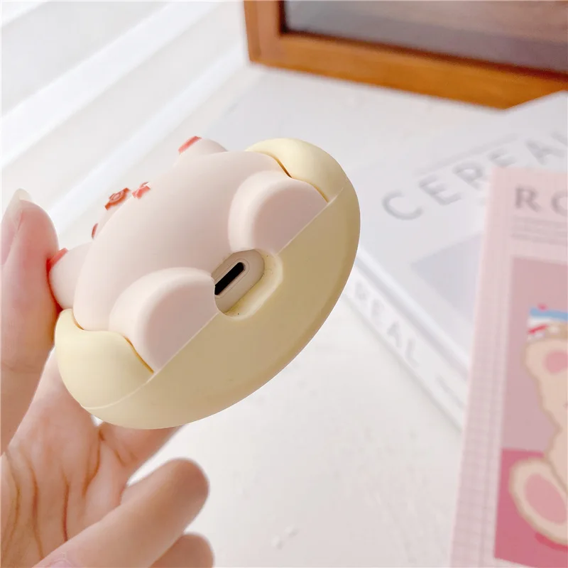 

Funny Cute Pink Cloak Bear Butt 3D Case for Airpods 1 2 Pro Charging Box Soft Silicone Wireless Bluetooth Headset Protect Cover