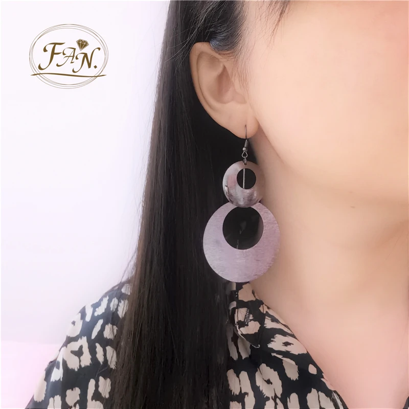 

2021 New Hot Sale Nice Gift for Girl & Women Stylish Golden & Silver & Black Color Multi-level Large Round Fashion Drop Earrings